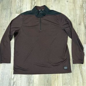 Nike Mens Large XL Maroon/black Quarter Zip Pullover Dri Fit Swoosh Golf Logo